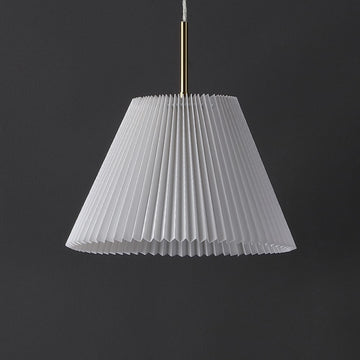 Alden 14.25" 1-Light Classic French Country Iron LED Pendant with Pleated Shade - JONATHAN Y